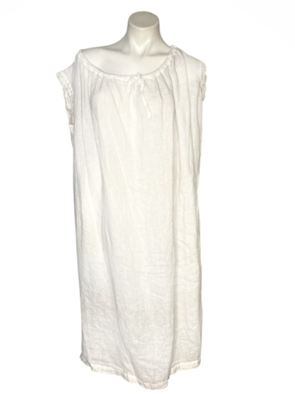 CP SHADES White Linen Prairie Nightgown Dress Lagenlook Size Medium VINTAGE